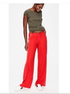 NEW! Boden Red Wide-Leg Flowy Women's Trouser Pants